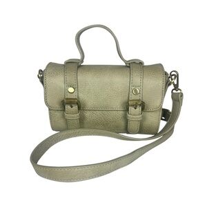 Anthropologie Aidy Crossbody Bag Small Buckle Flap Moss Green Gray Purse